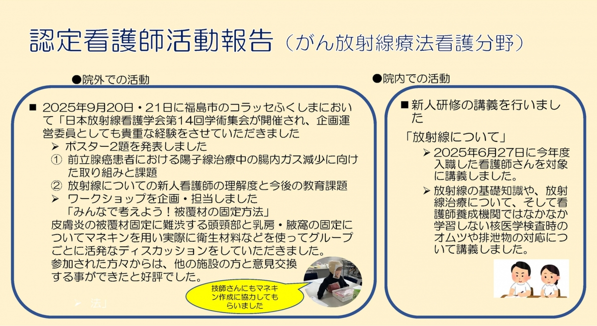 がん放射線療法認定看護師活動報告
